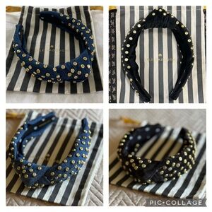 Lele Sadoughi Black and Denim Gold Studded Headbands
